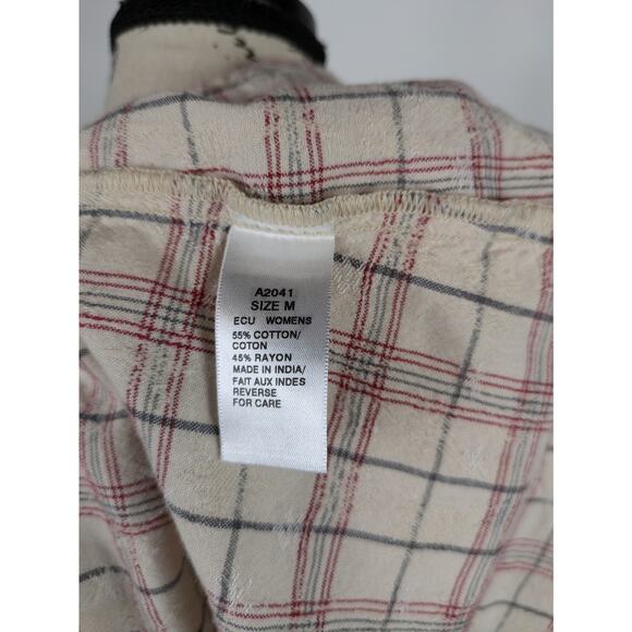 Womens Medium Plaid Flannel Woolrich Button-Up Long Sleeve Snowflake Shirt Top - Picture 12 of 13